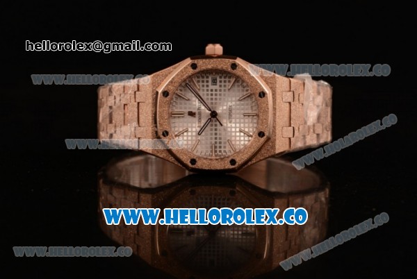 Audemars Piguet Royal Oak 41MM Clone AP Calibre 3120 Automatic Rose Gold Case with White Dial and Rose Gold Bracelet - (EF) - Click Image to Close